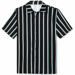 Allegra K Men's Summer Striped Shirts Short Sleeves Button Down Beach Color Block Shirt