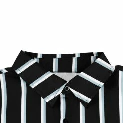 Allegra K Men's Summer Striped Shirts Short Sleeves Button Down Beach Color Block Shirt