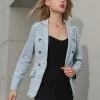 Allegra K Women's Casual Lapel Jeans Long Sleeve Denim Jacket W Pockets