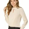 Allegra K Women's Work Office Shirt Keyhole Collar Long Sleeve Fall Chiffon Blouse