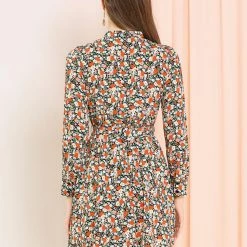 Allegra K Women's Button Half Placket Long Sleeve Mini Fit And Flare Floral Dress 20 Allegra K Women's Button Half Placket Long Sleeve Mini Fit And Flare Floral Dress