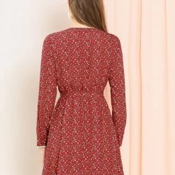 Allegra K Women's Peter Pan Collar Lace Trim Button Long Sleeves Floral Shirt Dress With Belt 37 Allegra K Women's Peter Pan Collar Lace Trim Button Long Sleeves Floral Shirt Dress With Belt