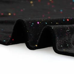 Allegra K Women's Velvet V-Neck Short Sleeve Sparkle Glitter Shiny Party Mini Dress