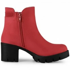 Allegra K Women's Lug Sole Chunky Heels Chelsea Combat Boots Shoes 35 Allegra K Women's Lug Sole Chunky Heels Chelsea Combat Boots Shoes