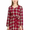 Allegra K Women's Plaids Vintage V Neck Long Sleeve Belted Dress 2 Allegra K Women's Plaids Vintage V Neck Long Sleeve Belted Dress