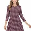 Allegra K Women's Vintage Plaid Long Sleeve Zip Up Fit And Flare Mini Dress