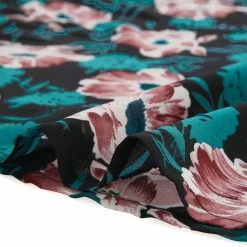 Allegra K Women's Floral Raglan Sleeves Boat Neck Elastic Waist Belted Dress