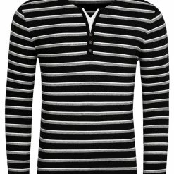Allegra K Men's Striped Tees V Neck Long Sleeve Black And White Stripe T-shirt 25 Allegra K Men's Striped Tees V Neck Long Sleeve Black And White Stripe T-shirt
