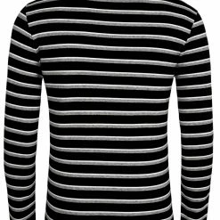 Allegra K Men's Striped Tees V Neck Long Sleeve Black And White Stripe T-shirt 26 Allegra K Men's Striped Tees V Neck Long Sleeve Black And White Stripe T-shirt