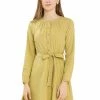 Allegra K Women's Elegant Long Sleeve Round Neck Tie Waist Belted Mini Button Down Dress 1 Allegra K Women's Elegant Long Sleeve Round Neck Tie Waist Belted Mini Button Down Dress