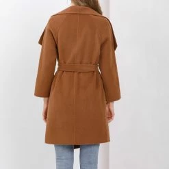 Allegra K Women's Elegant Shawl Collar Lapel Long Sleeve Belted Winter Wrap Coat With Pockets 27 Allegra K Women's Elegant Shawl Collar Lapel Long Sleeve Belted Winter Wrap Coat With Pockets