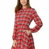 Allegra K Women's Vintage Plaid Elastic Waist Stand Collar Dress With Pockets