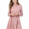 Allegra K Women's Polka Dots Long Sleeve Button Up A Line Shirt Dress 1 Allegra K Women's Polka Dots Long Sleeve Button Up A Line Shirt Dress
