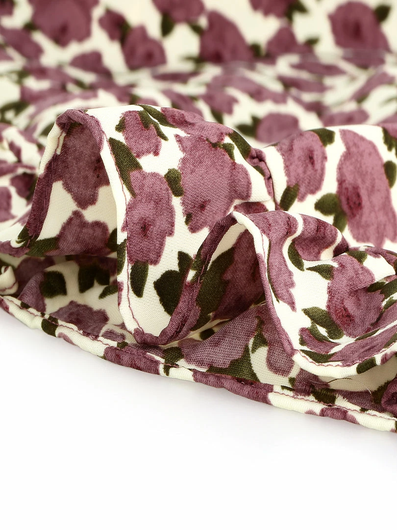 Allegra K Women's Ruffle Stand Collar Buttons Elastic Waist Floral Dress 8 Allegra K Women's Ruffle Stand Collar Buttons Elastic Waist Floral Dress