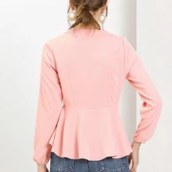 Allegra K Women's Casual Bow Tie Neck Keyhole Long Sleeve Top Peplum Blouse 18 Allegra K Women's Casual Bow Tie Neck Keyhole Long Sleeve Top Peplum Blouse