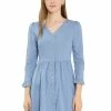 Allegra K Women's V Neck Button Down Ruffle Soft A-Line Dress