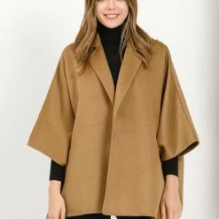 Allegra K Women's Winter Wrap Coat Notch Lapel Loose Belted Cape