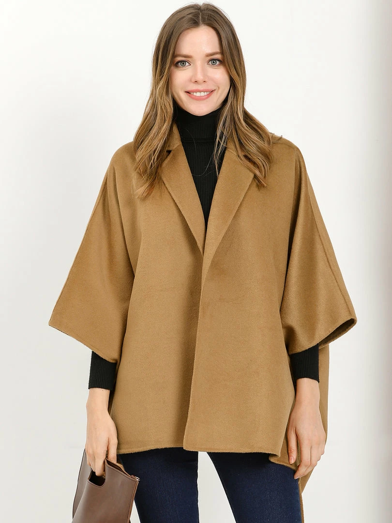 Allegra K Women's Winter Wrap Coat Notch Lapel Loose Belted Cape 4 Allegra K Women's Winter Wrap Coat Notch Lapel Loose Belted Cape