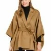 Allegra K Women's Winter Wrap Coat Notch Lapel Loose Belted Cape
