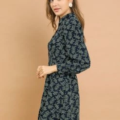 Allegra K Women‘s Floral Printed Retro Mini Peter Pan Collar Dress