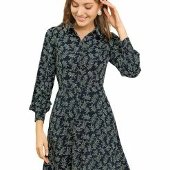 Allegra K Women‘s Floral Printed Retro Mini Peter Pan Collar Dress