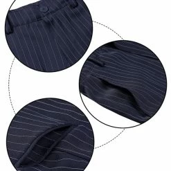 Allegra K Men's Dress Pants Slim Fit Vertical Stripes Flat Front Chino Pants Trousers