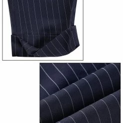 Allegra K Men's Dress Pants Slim Fit Vertical Stripes Flat Front Chino Pants Trousers