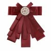 Allegra K Women's Pre-tied Pin Neck Tie Ribbon Bowknot Beads Party Bow Brooch