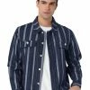 Allegra K Men's Striped Denim Jacket Button Down Jeans Trucker Jacket Outerwear