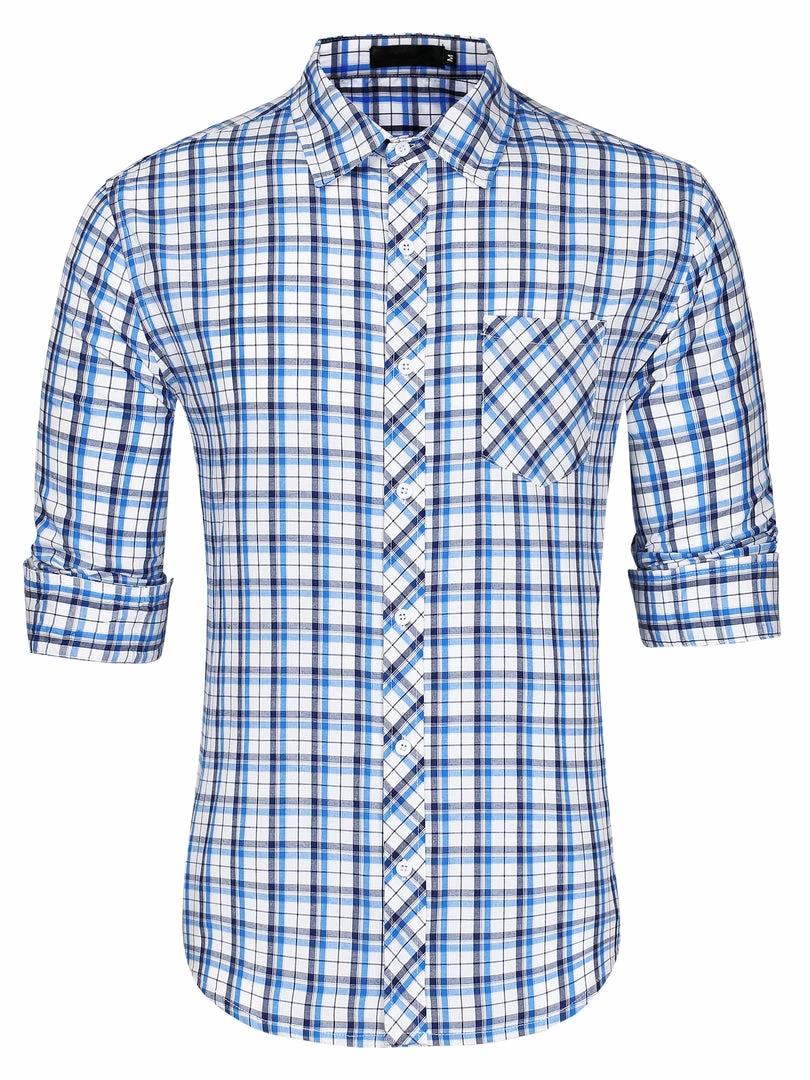 Allegra K Men's Check Shirts Long Sleeve Button Down Casual Western Plaid Shirt 4 Allegra K Men's Check Shirts Long Sleeve Button Down Casual Western Plaid Shirt