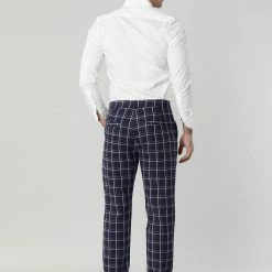 Allegra K Men's Dress Plaid Pants Slim Fit Flat Front Check Business Trouser