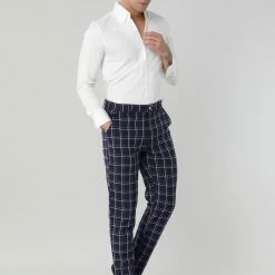 Allegra K Men's Dress Plaid Pants Slim Fit Flat Front Check Business Trouser 22 Allegra K Men's Dress Plaid Pants Slim Fit Flat Front Check Business Trouser