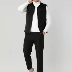 Allegra K Men's Gilet Winter Zip Up Stand Collar Puffer Vest Jacket