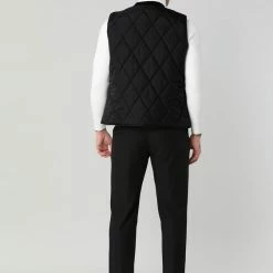 Allegra K Men's Gilet Winter Zip Up Stand Collar Puffer Vest Jacket