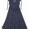 Allegra K Women’s Vintage Polka Dots Tie Waist Sleeveless V-Neck Midi Ruffle Dress
