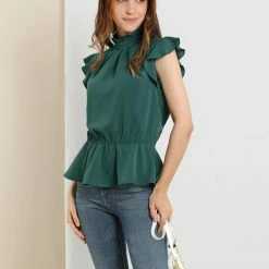 Allegra K Women's Ruffle Flutter Sleeve Pleated Frill Collar Peplum Blouse Top 28 Allegra K Women's Ruffle Flutter Sleeve Pleated Frill Collar Peplum Blouse Top