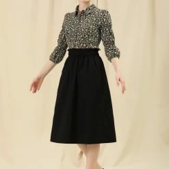 Allegra K Women's Puff 3/4 Sleeves Turndown Collar Button Up Peasant Floral Shirt 16 Allegra K Women's Puff 3/4 Sleeves Turndown Collar Button Up Peasant Floral Shirt