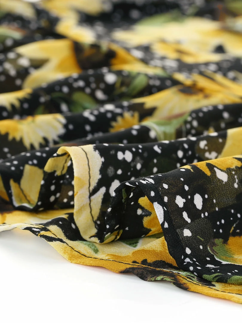 Allegra K Women's Ruffle Collar Split Neck Sunflower Floral Printed Flare Sleeve Tie Waist Belted Dress 8 Allegra K Women's Ruffle Collar Split Neck Sunflower Floral Printed Flare Sleeve Tie Waist Belted Dress