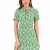 Allegra K Women's Ditsy Floral Ruffled Vintage Puff Sleeve Flare Mini Dress