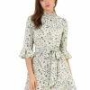 Allegra K Women's Floral 3/4 Bell Sleeve Smocked Belted Flare Ruffle Dress 1 Allegra K Women's Floral 3/4 Bell Sleeve Smocked Belted Flare Ruffle Dress