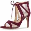 Allegra K Women's Mesh Open Toe Stiletto Strappy Heel Sandals Shoes