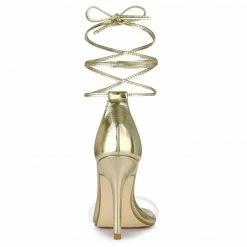 Allegra K Women's Clear Strap Stiletto Heel Lace Up Sandals Shoes