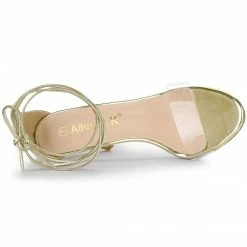 Allegra K Women's Clear Strap Stiletto Heel Lace Up Sandals Shoes