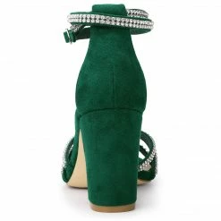 Allegra K Women's Rhinestone Ankle Strap Chunky Heel Sandals 25 Allegra K Women's Rhinestone Ankle Strap Chunky Heel Sandals