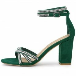 Allegra K Women's Rhinestone Ankle Strap Chunky Heel Sandals 29 Allegra K Women's Rhinestone Ankle Strap Chunky Heel Sandals