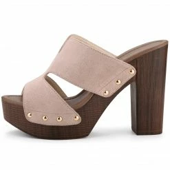 Allegra K Women's Faux Suede Platform High Block Heel Slides Sandals Shoes 29 Allegra K Women's Faux Suede Platform High Block Heel Slides Sandals Shoes