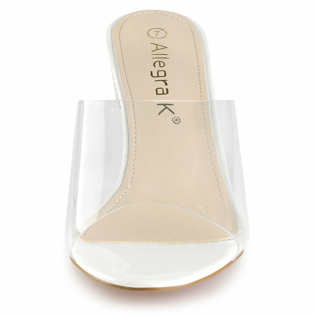 Allegra K Shoes Women's Glitter Chunky Heel Clear Slides Sandals 4 Allegra K Shoes Women's Glitter Chunky Heel Clear Slides Sandals