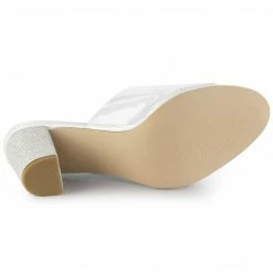 Allegra K Shoes Women's Glitter Chunky Heel Clear Slides Sandals 19 Allegra K Shoes Women's Glitter Chunky Heel Clear Slides Sandals