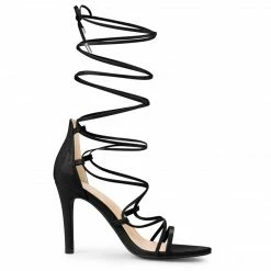 Allegra K Women's Strappy Straps Lace Up Stiletto Heel Sandals