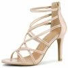 Allegra K Women's Open Toe Strappy Stiletto Heel Lace Up Sandals Shoes